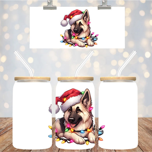4" Decal Uvdtf Wrap German Shepherd Christmas D172
