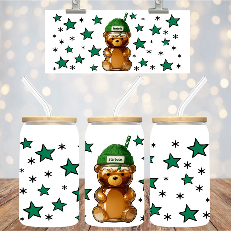 16 oz UvDtf Cup Wrap Bear Cup 1397