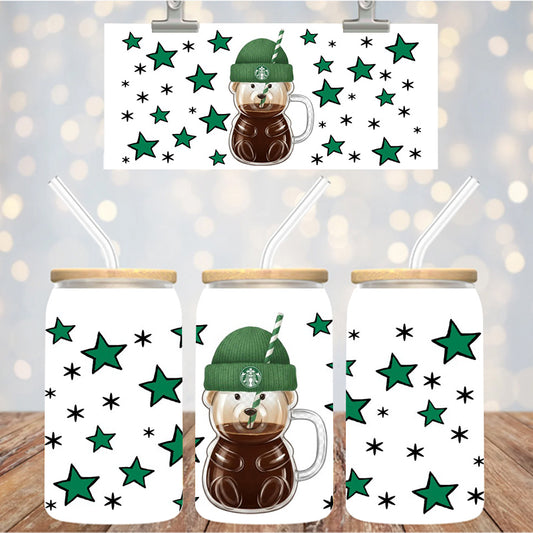 16 oz UvDtf Cup Wrap Bear Cup 1385