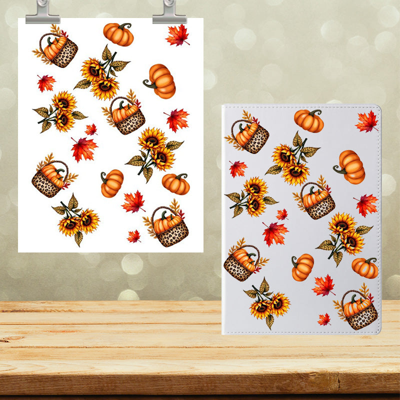 A5 Notebook UVDTF Wrap Fall Pumpkins sunflowers 7063