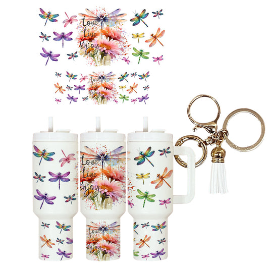 UVDTF Mini Tumbler Wrap Dragonflies Love Live Enjoy 4108