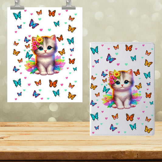 A5 Notebook UVDTF Wrap Cute Kitty & Butterflies 7105