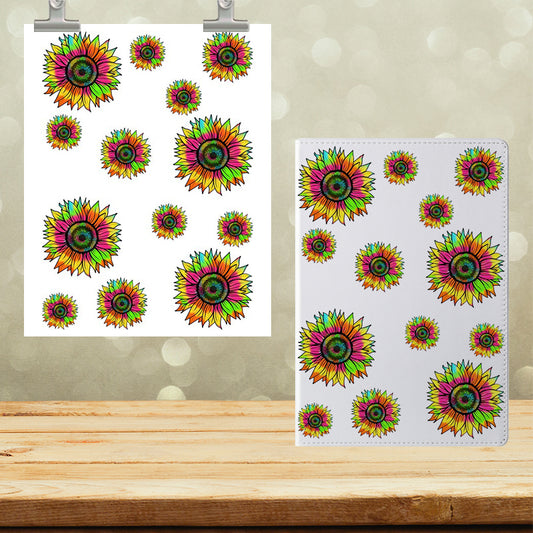 A5 Notebook UVDTF Wrap Colorful Sunflower Bursts 7076