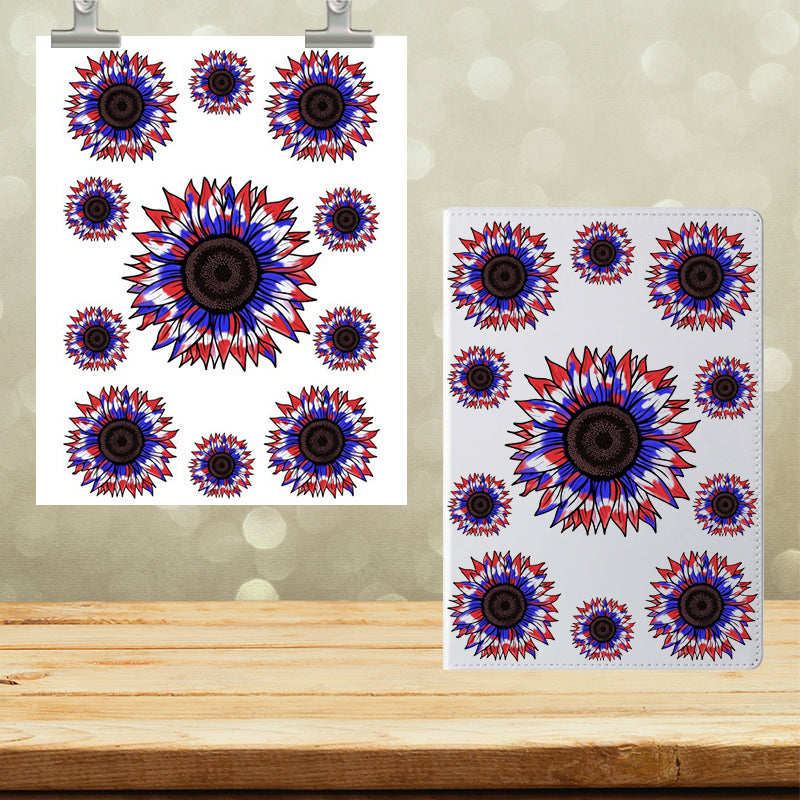 A5 Notebook UVDTF Wrap Red White Blue Sunflower Bursts 7077