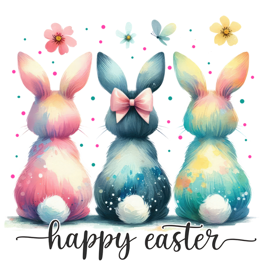 11" DTF Print Ready to Press Happy Easter Bunny Tails