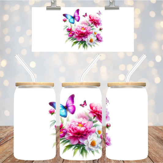 4" Decal Uvdtf Wrap Floral Butterflies D108