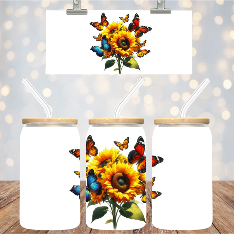 4" Decal Uvdtf Wrap Sunflower Butterflies D138