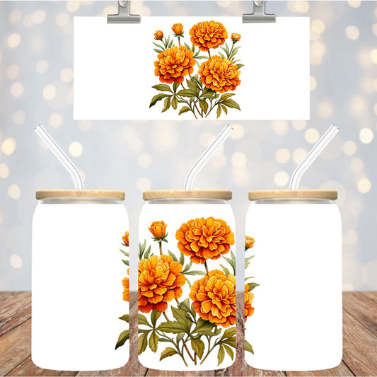 4" Decal Uvdtf Wrap Floral Carnations D135