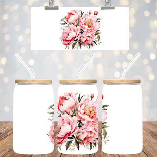4" Decal Uvdtf Wrap Floral Peony D110