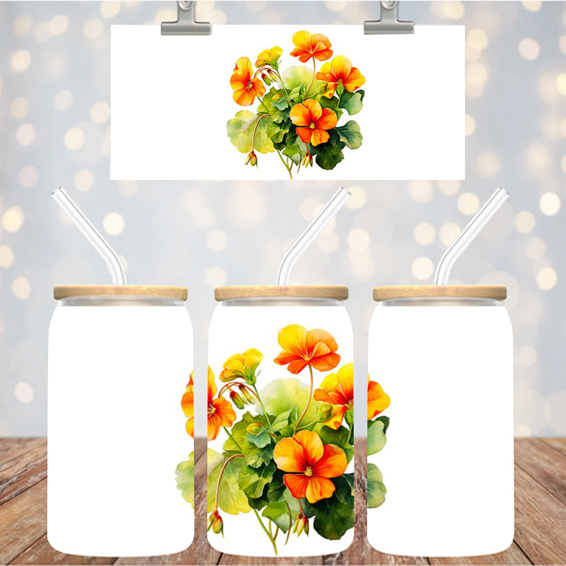 4" Decal Uvdtf Wrap Gold Floral D125