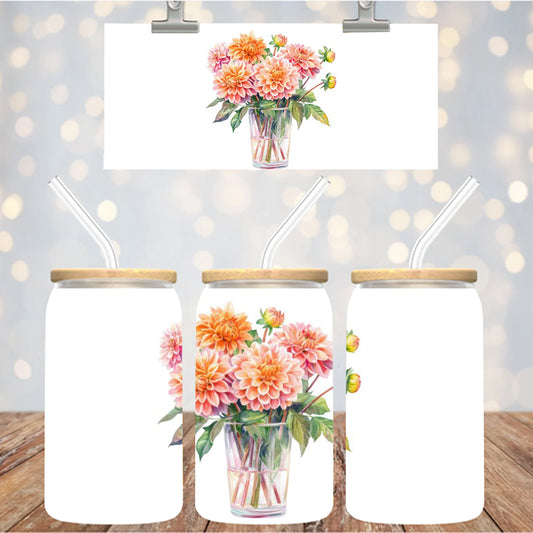 4" Decal Uvdtf Wrap Floral Cup Flowers D133