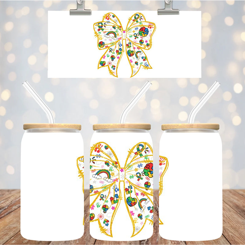 4" Decal Uvdtf Wrap Autism Bow D120