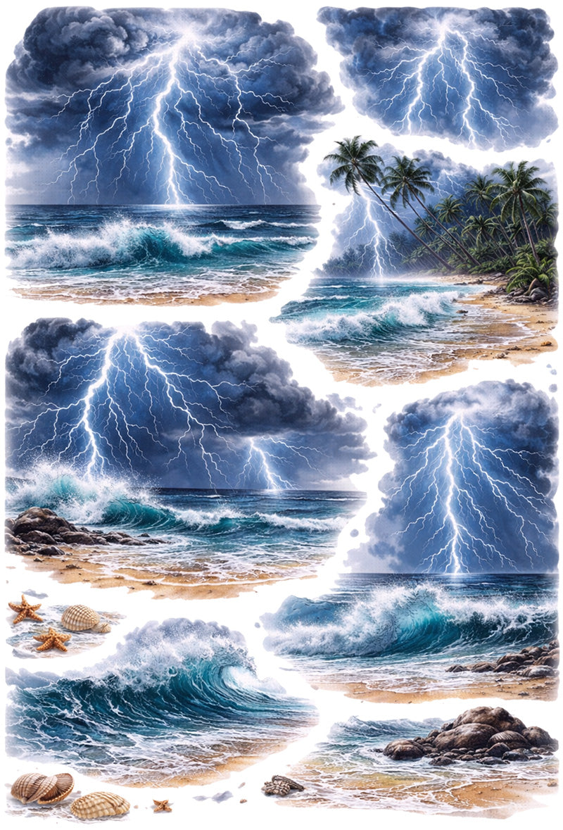 UVDTF 9.5 x 14 Element Sheet Stormy Ocean Lightning 1019