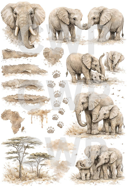 UVDTF 9.5 x14 Element Sheet Safari Elephants 7