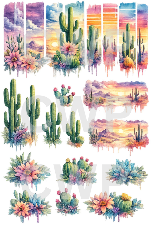UVDTF 9.5 x14 Element Sheet Desert Western cactus 4