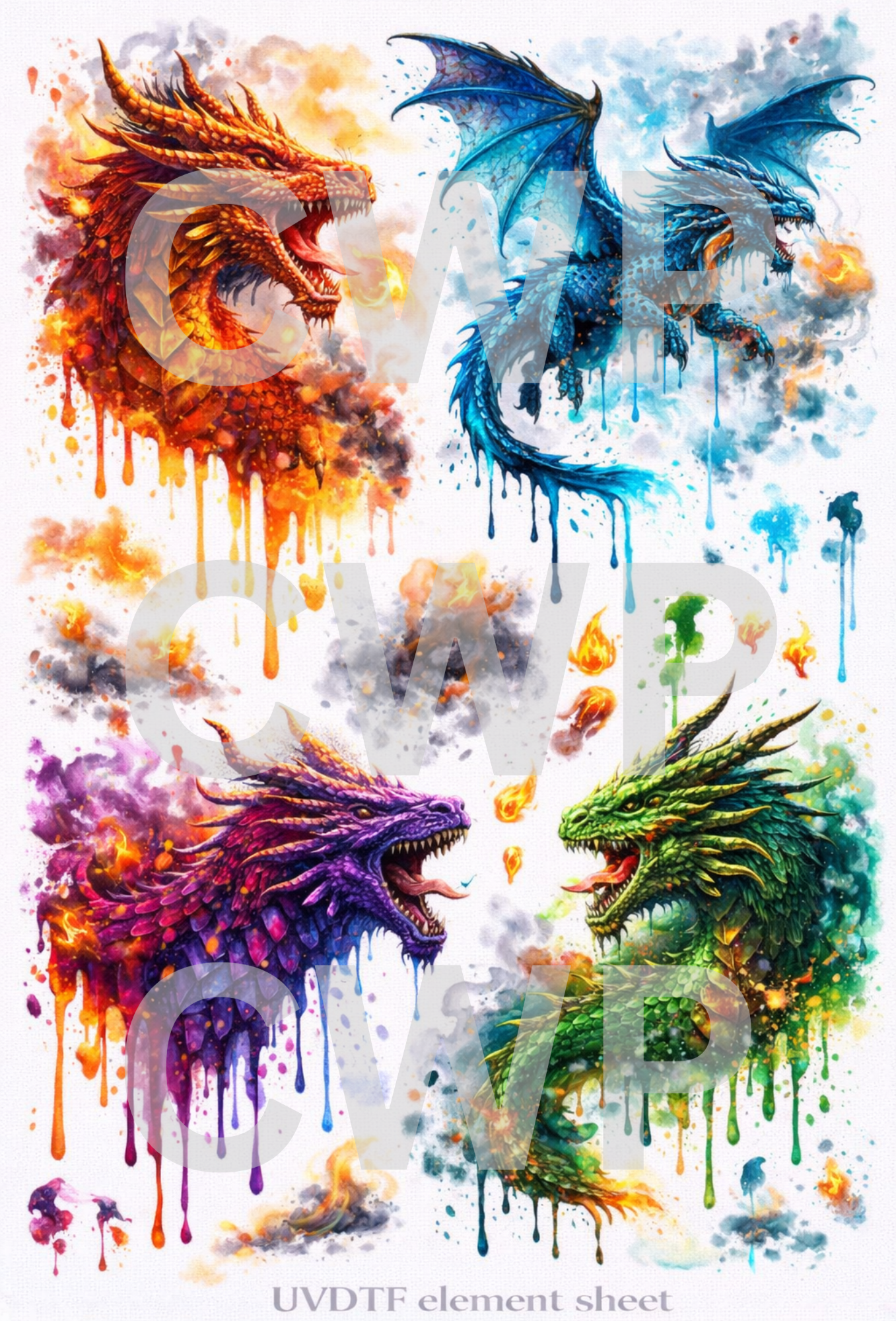 UVDTF 9.5 x14 Element Sheet Dragons