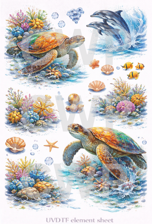 UVDTF 9.5 x14 Element Sheet Sea Turtles