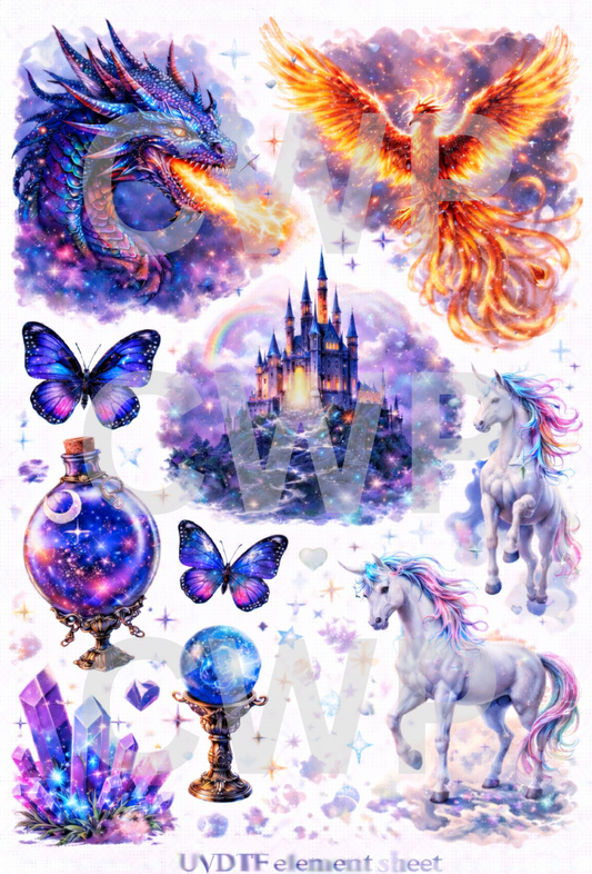 UVDTF 9.5 x14 Element Sheet Dragon Castle Unicorns 19