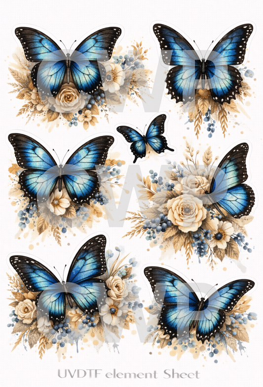 UVDTF 9.5 x14 Element Sheet Butterfly Florals