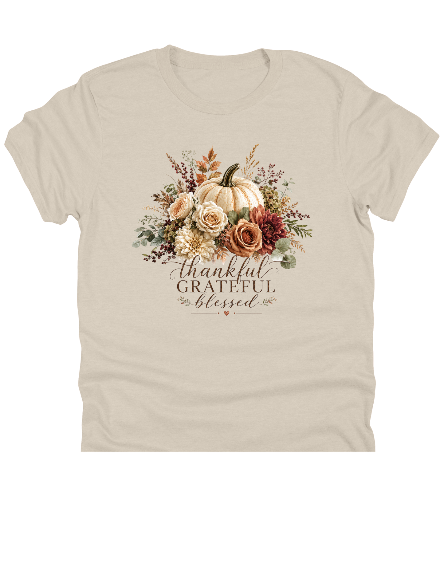 11" DTF Ready to Press - Thankful Grateful Blessed Floral Pumpkin 1136
