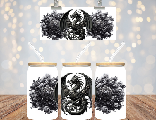 16 oz Uv Dtf Cup Wrap Steampunk Dragon 729