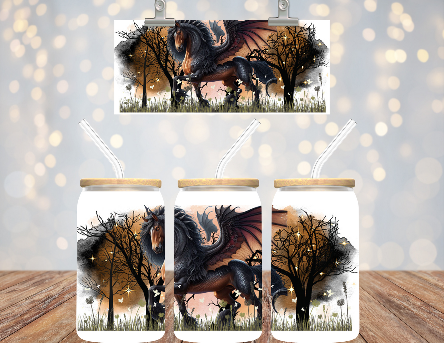 16 oz Uv Dtf Cup Wrap Mythical Horse 732