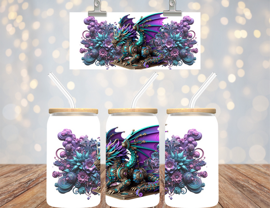 16 oz Uv Dtf Cup Wrap Steampunk Dragon 733