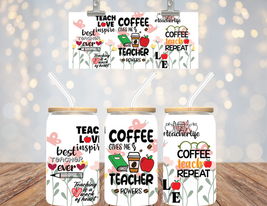 16 oz Uv Dtf Cup Wrap Teacher Sayings 737