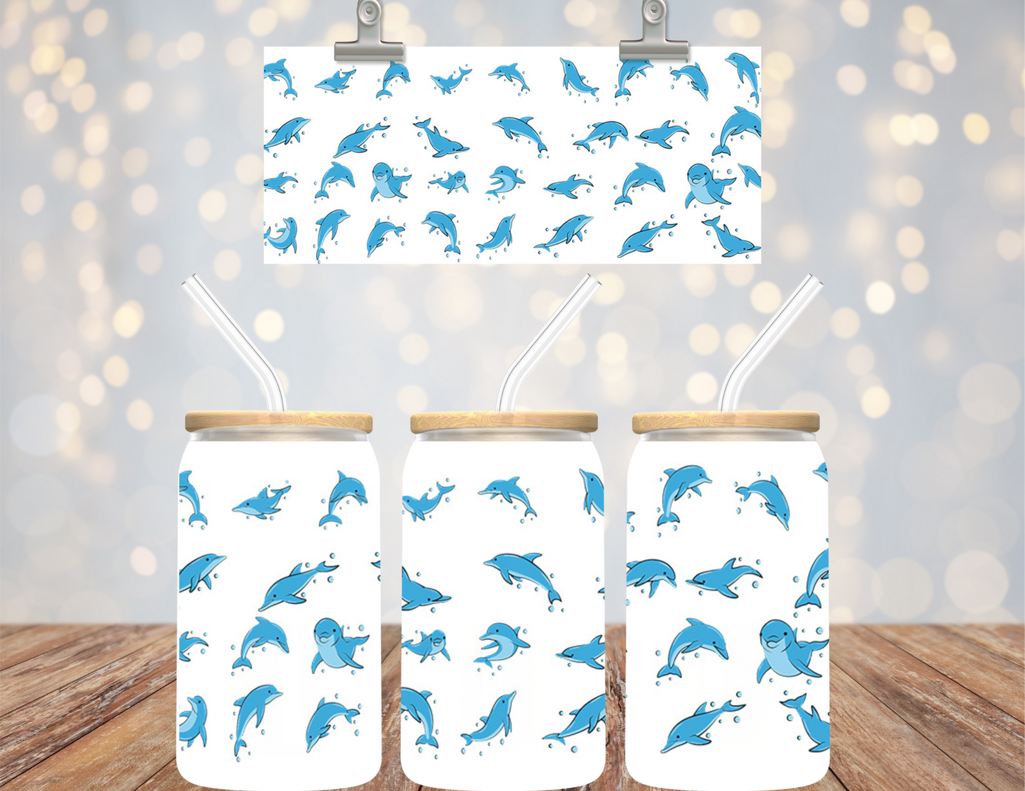 16 oz Uv Dtf Cup Wrap Dolphins 739