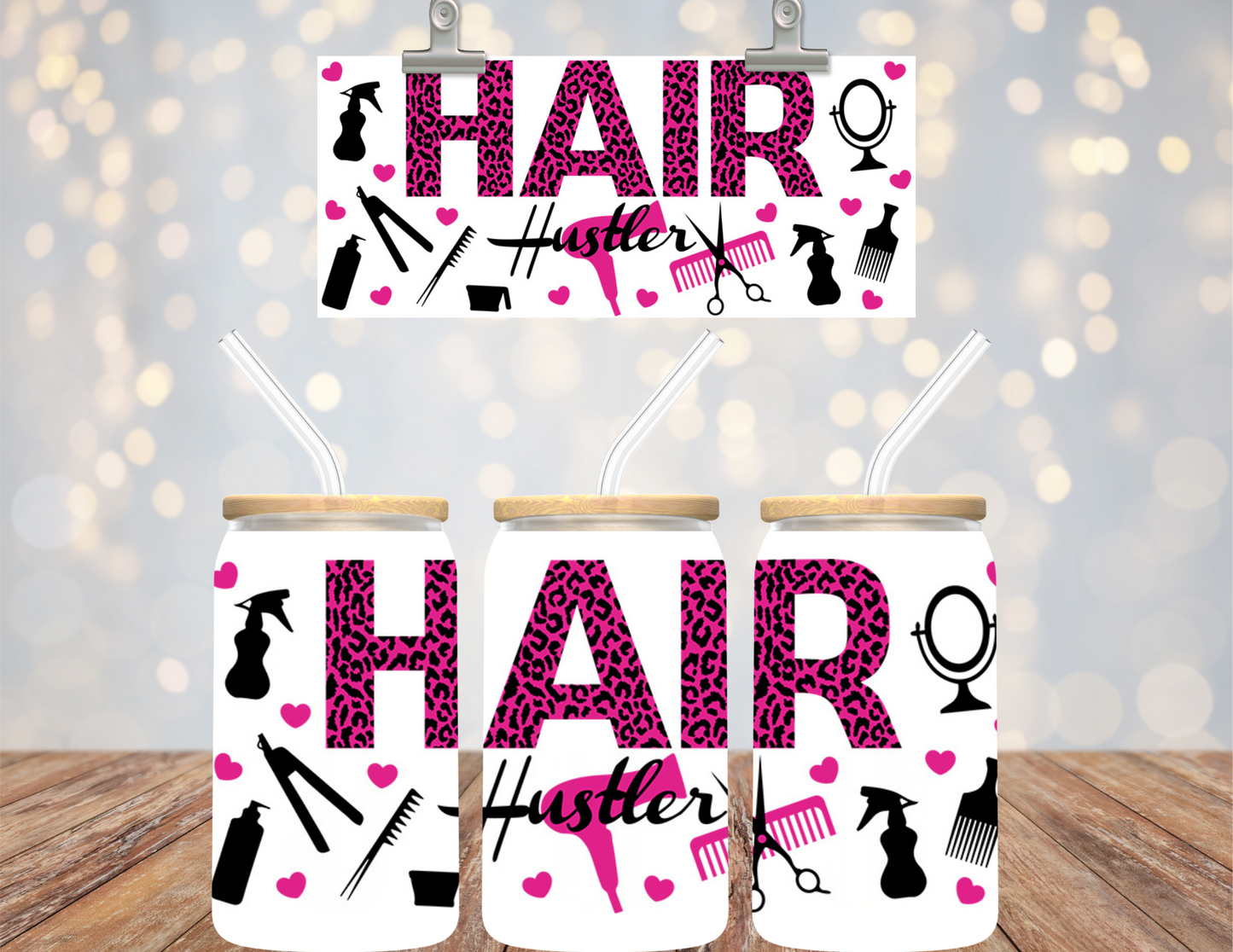 16 oz Uv Dtf Cup Wrap Hair Hustler 744