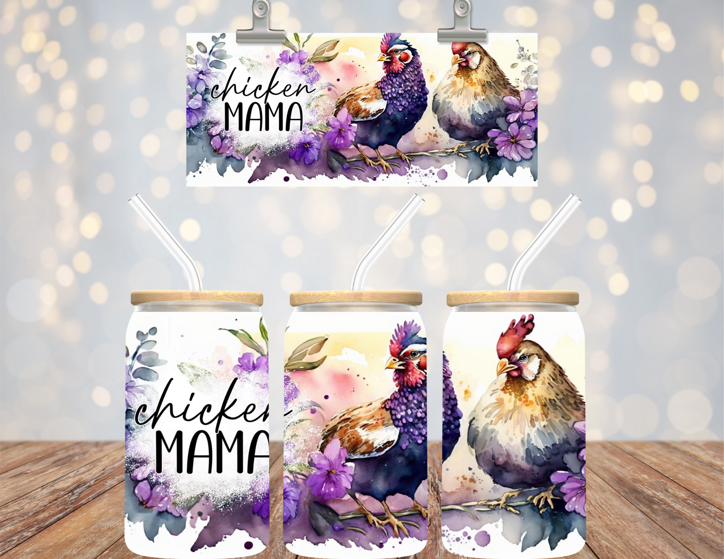 16 oz Uv Dtf Cup Wrap Chicken Mama 747