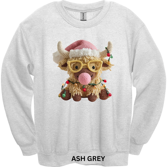 Crewneck Sweatshirt Faux Yarn Christmas Bubblegum Highland 467