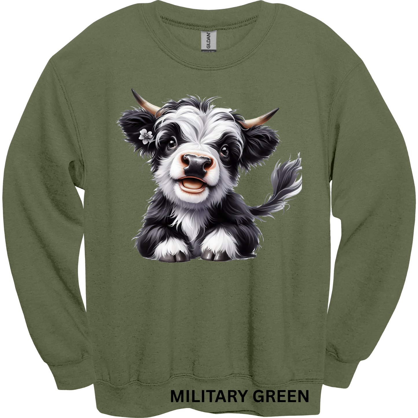 Crewneck Sweatshirt Cute Cow 487