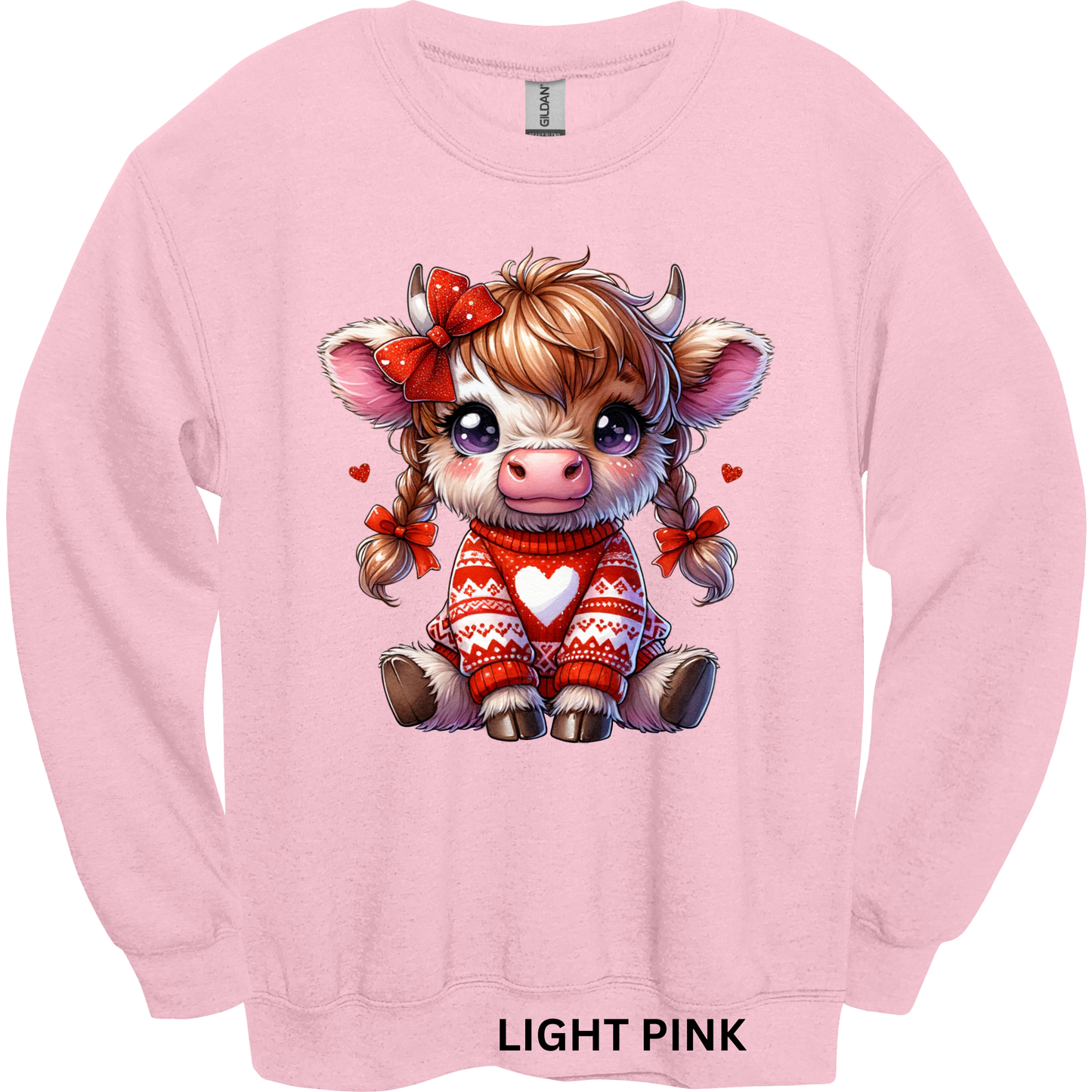 Crewneck Sweatshirt Valentine Cute Cow 490