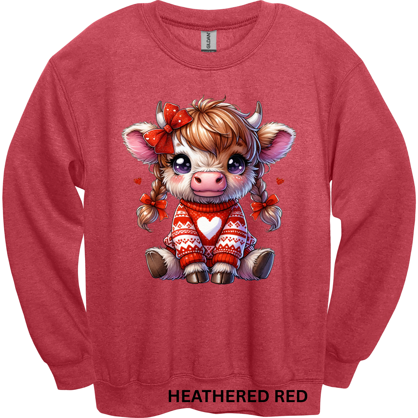 Crewneck Sweatshirt Valentine Cute Cow 490