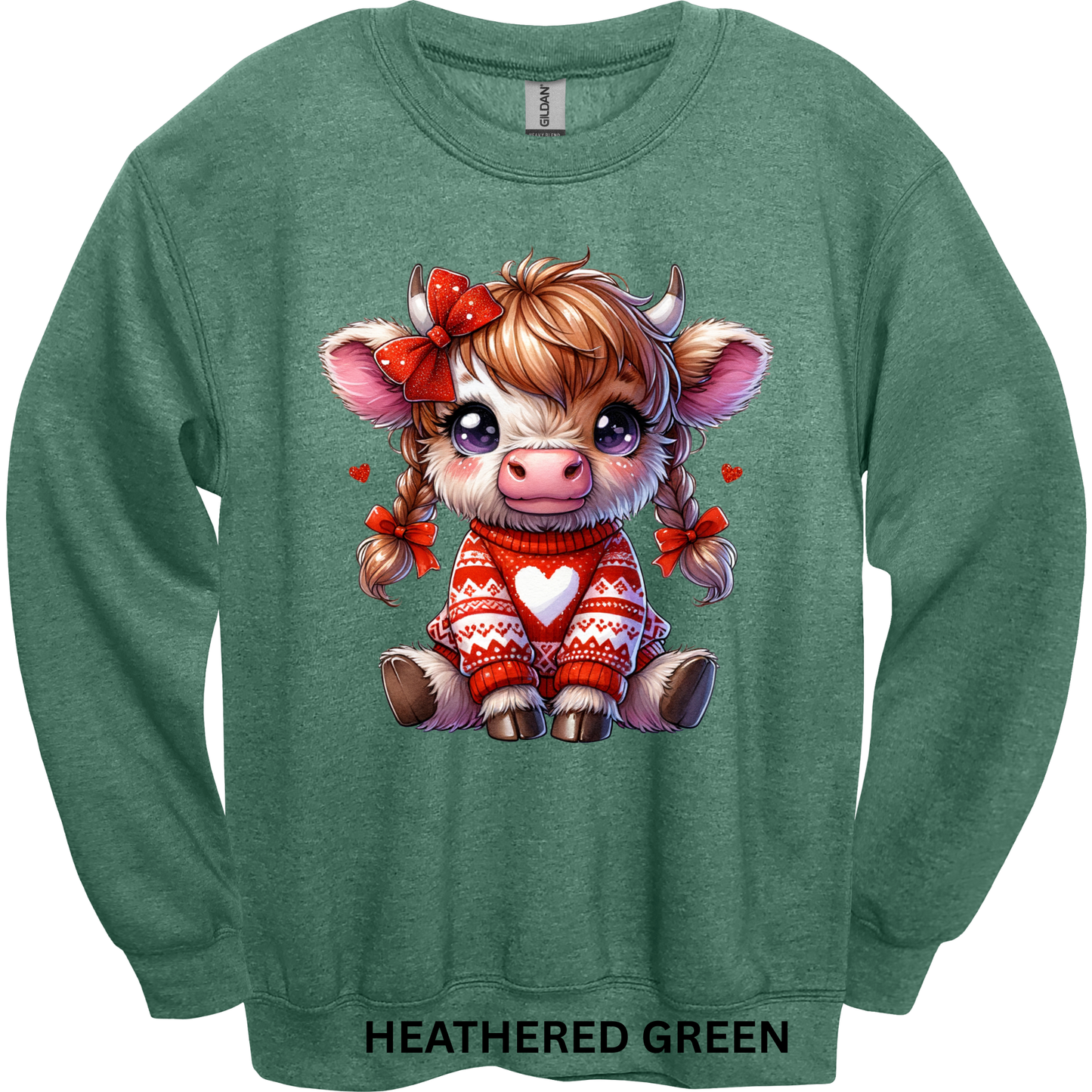 Crewneck Sweatshirt Valentine Cute Cow 490