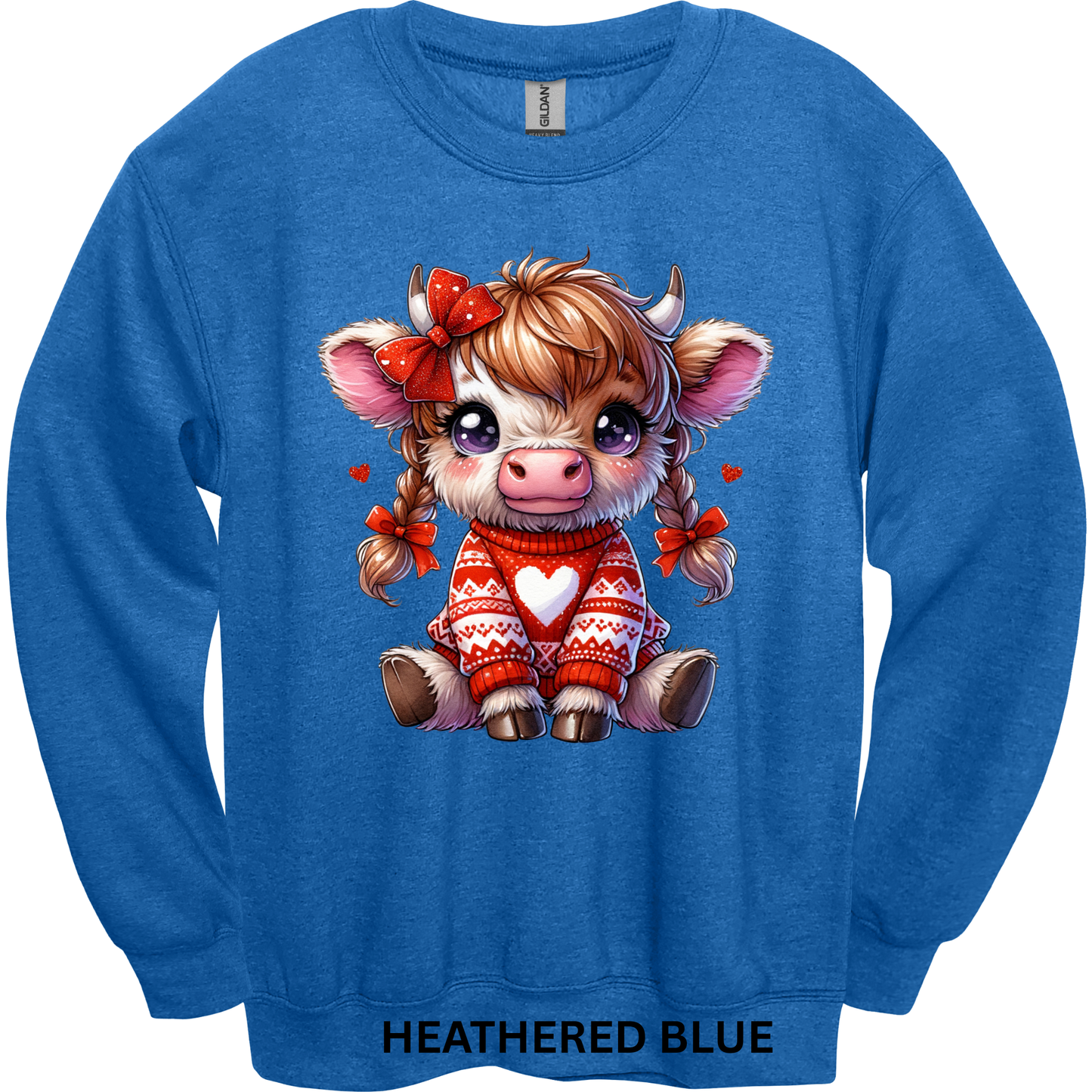 Crewneck Sweatshirt Valentine Cute Cow 490