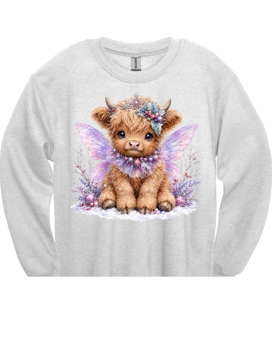 Winter Fairy Highland Cow DTF Transfer & Apparel