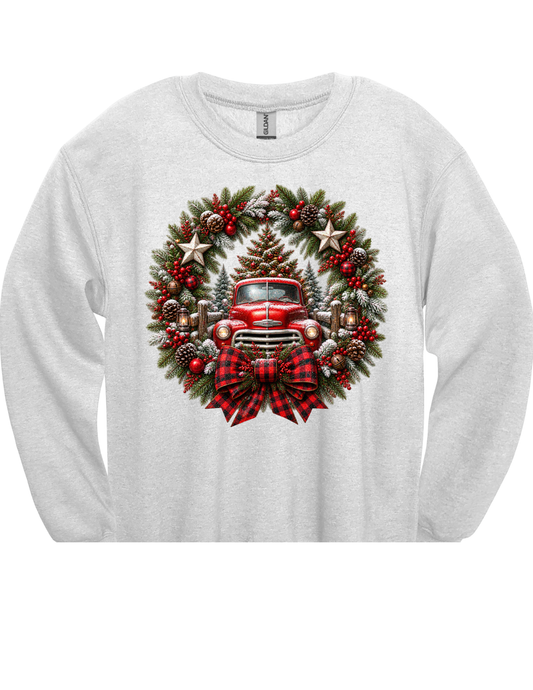 Country Christmas Truck Wreath DTF Transfer & Apparel