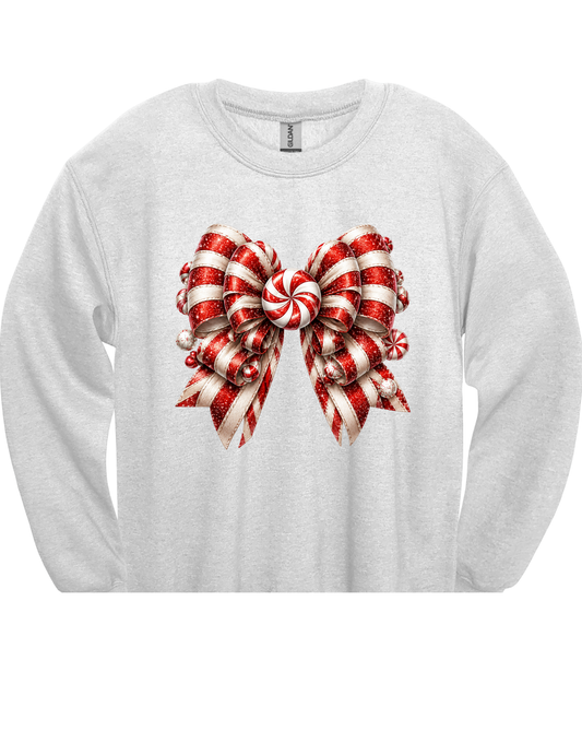 Peppermint Christmas Bow DTF Transfer & Apparel