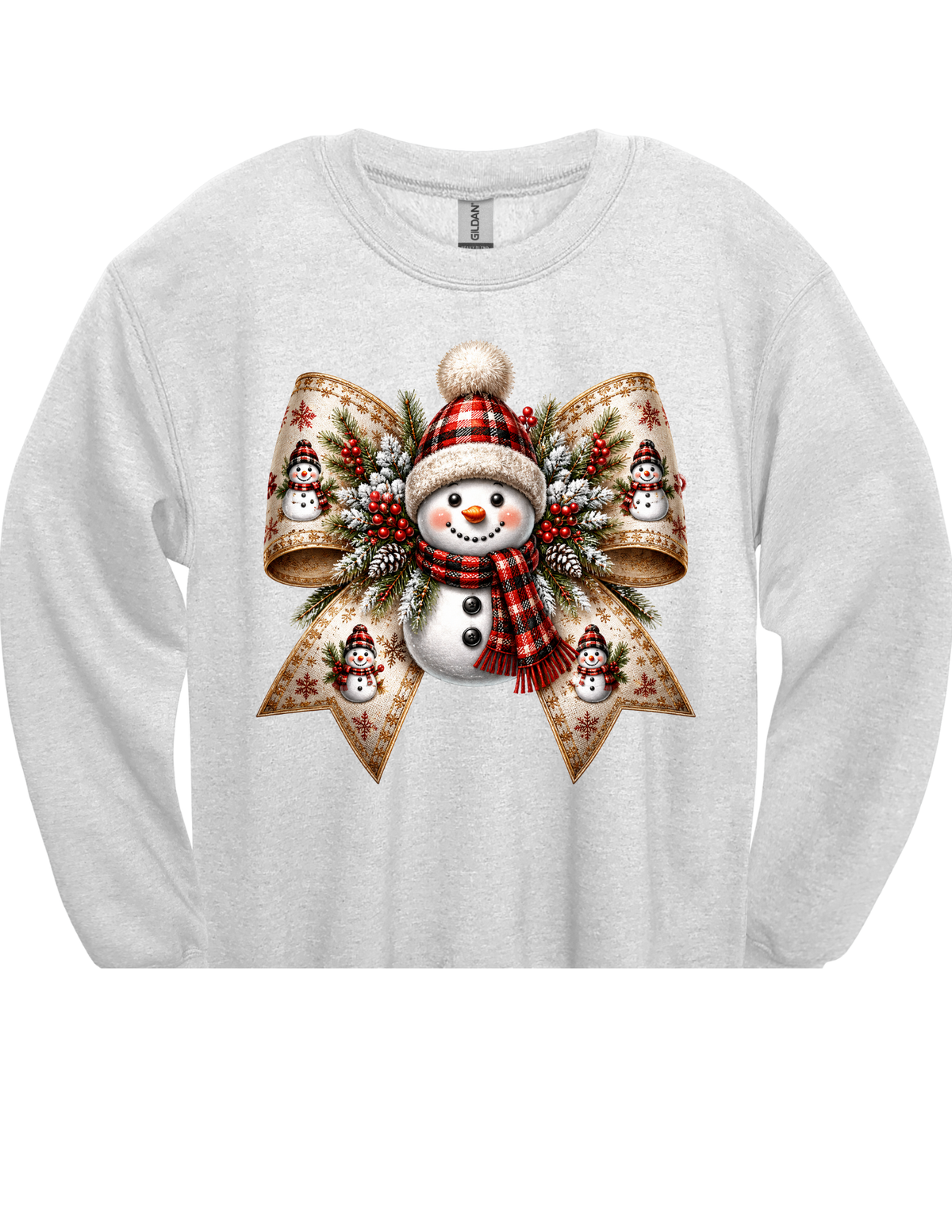Cozy Snowman Christmas Bow DTF Transfer & Apparel