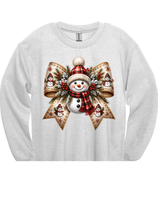 Cozy Snowman Christmas Bow DTF Transfer & Apparel