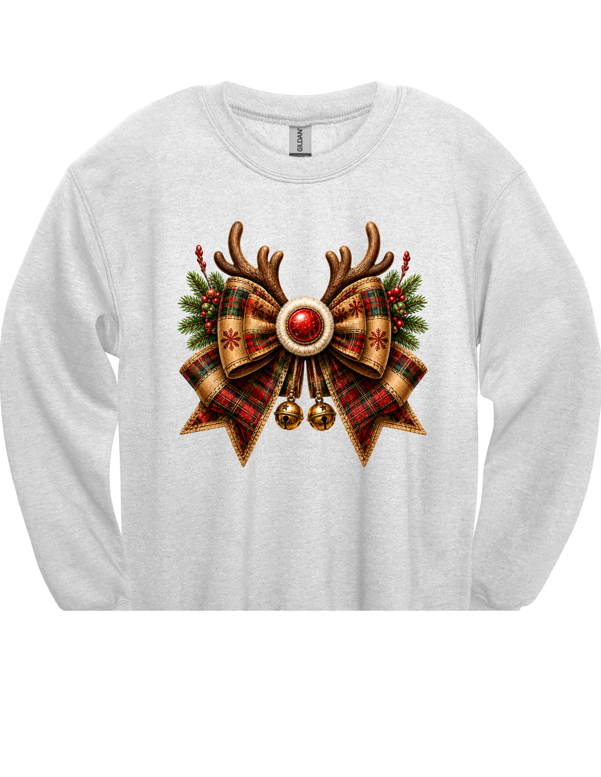 Rustic Reindeer Christmas Bow DTF Transfer & Apparel