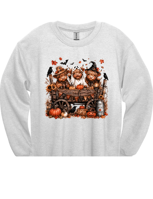 Spooky Highland Cow Hayride DTF Transfer & Apparel
