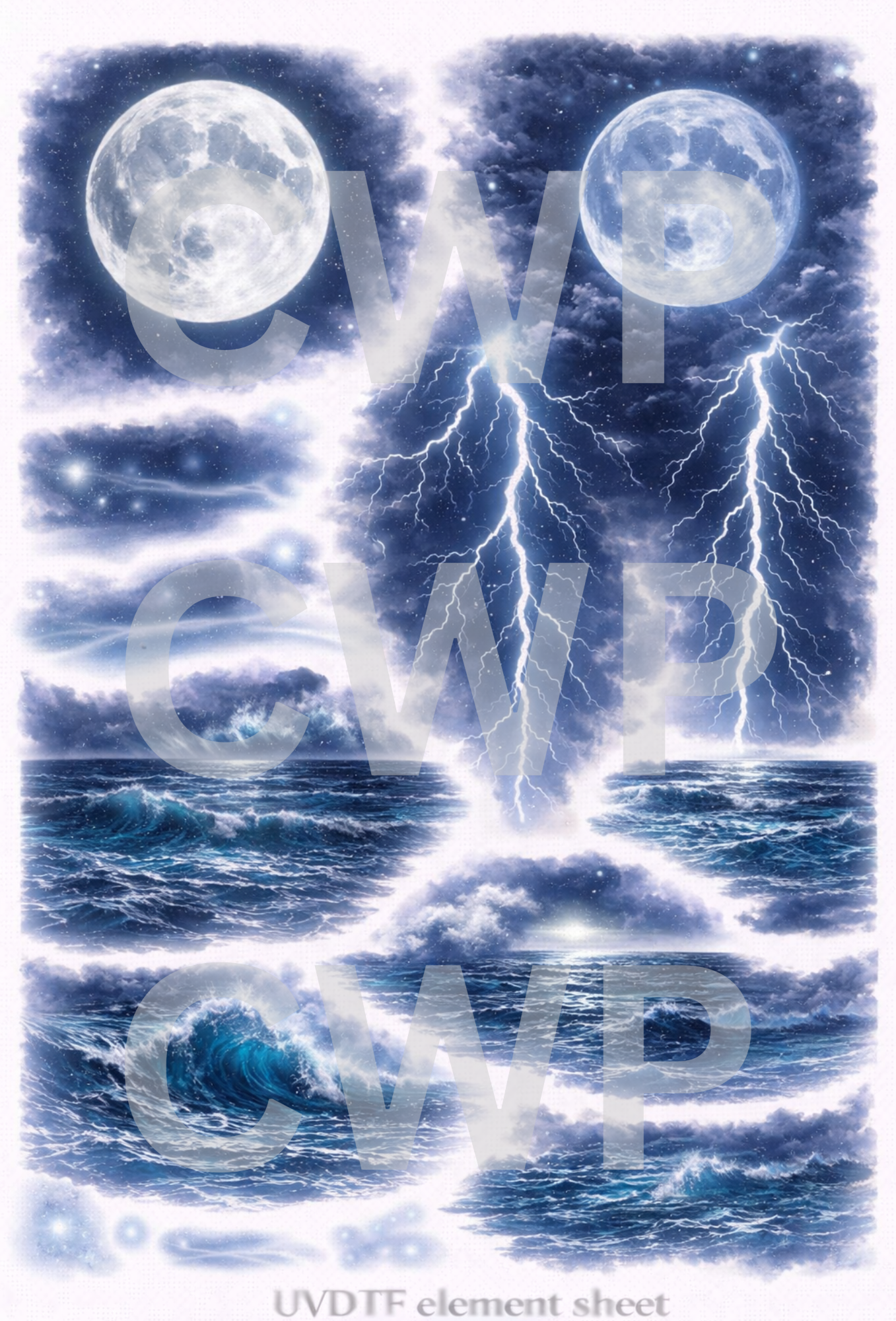 UVDTF 9.5 x14 Element Sheet Moon Lightning high seas