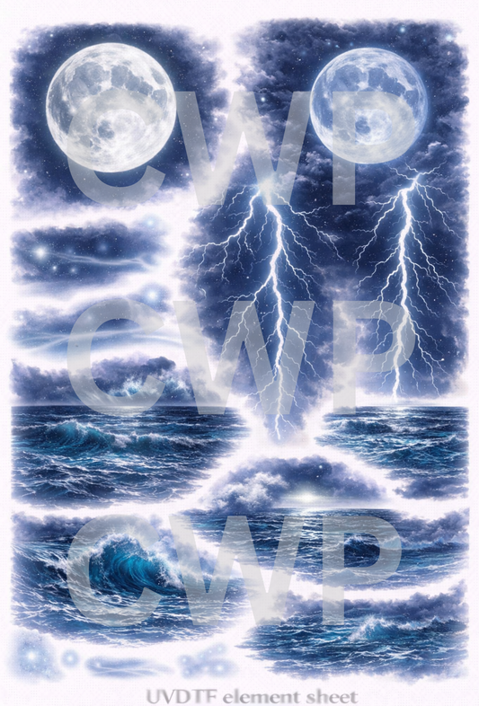 UVDTF 9.5 x14 Element Sheet Moon Lightning high seas