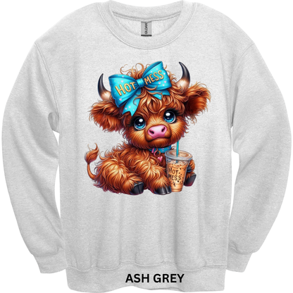 Crewneck Sweatshirt Hot Mess Cute Highland Cow 482