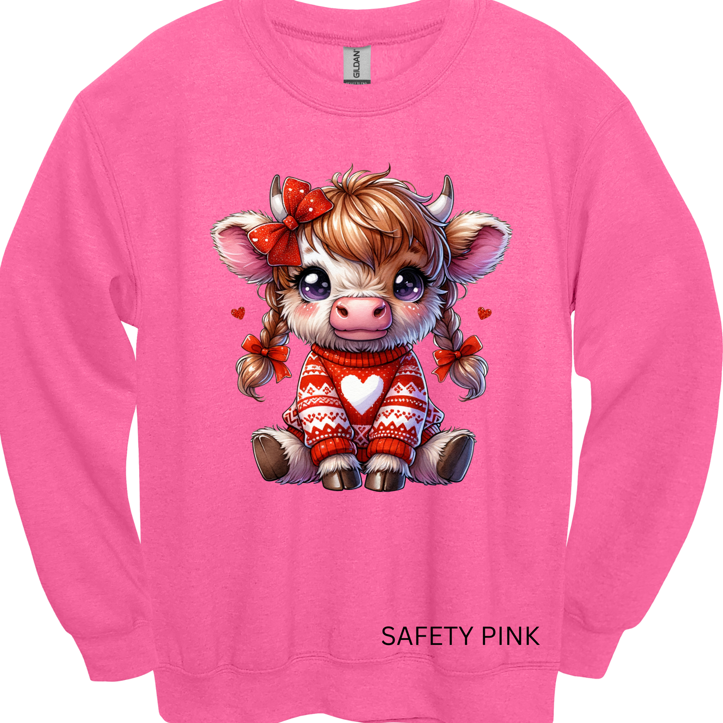 Crewneck Sweatshirt Valentine Cute Cow 490