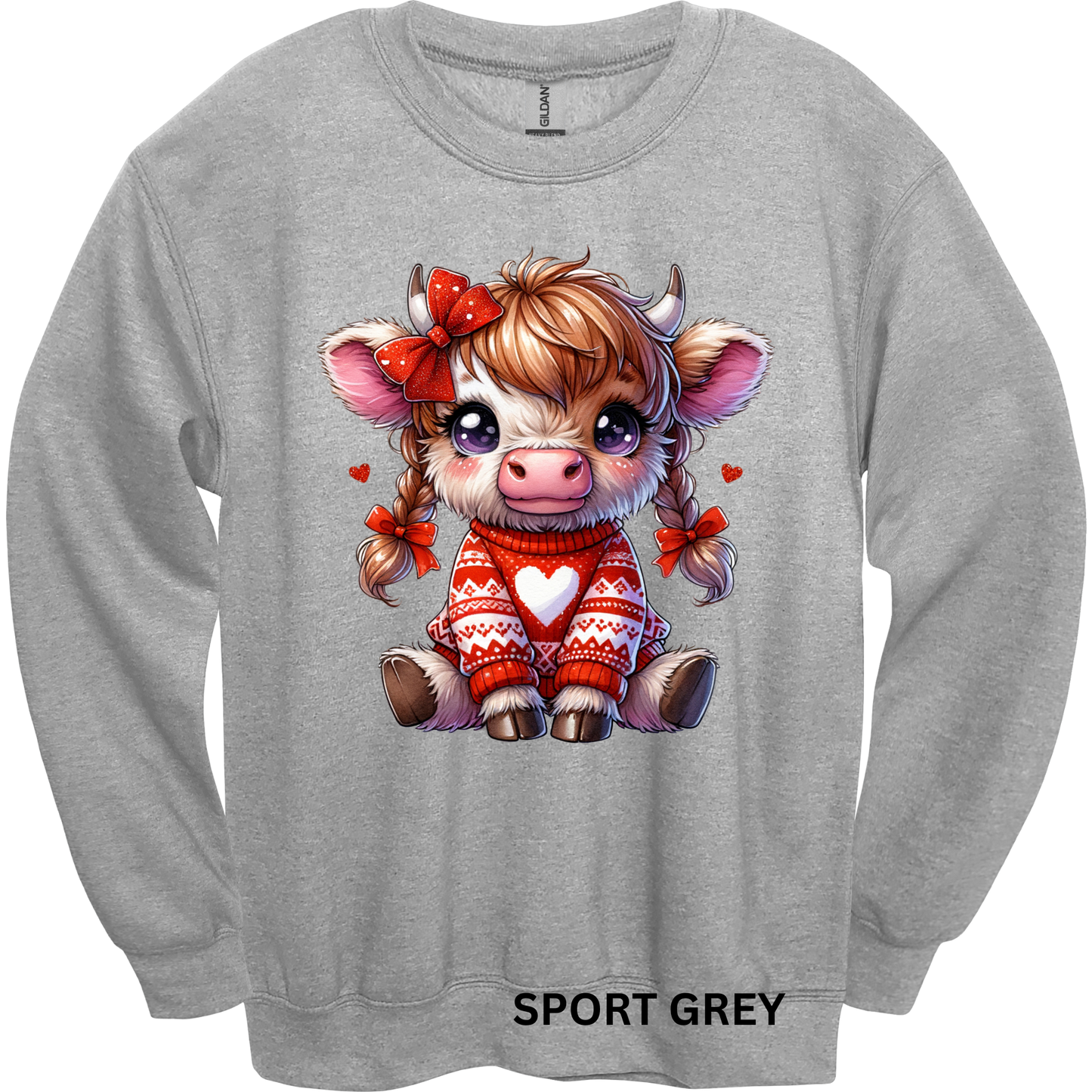 Crewneck Sweatshirt Valentine Cute Cow 490