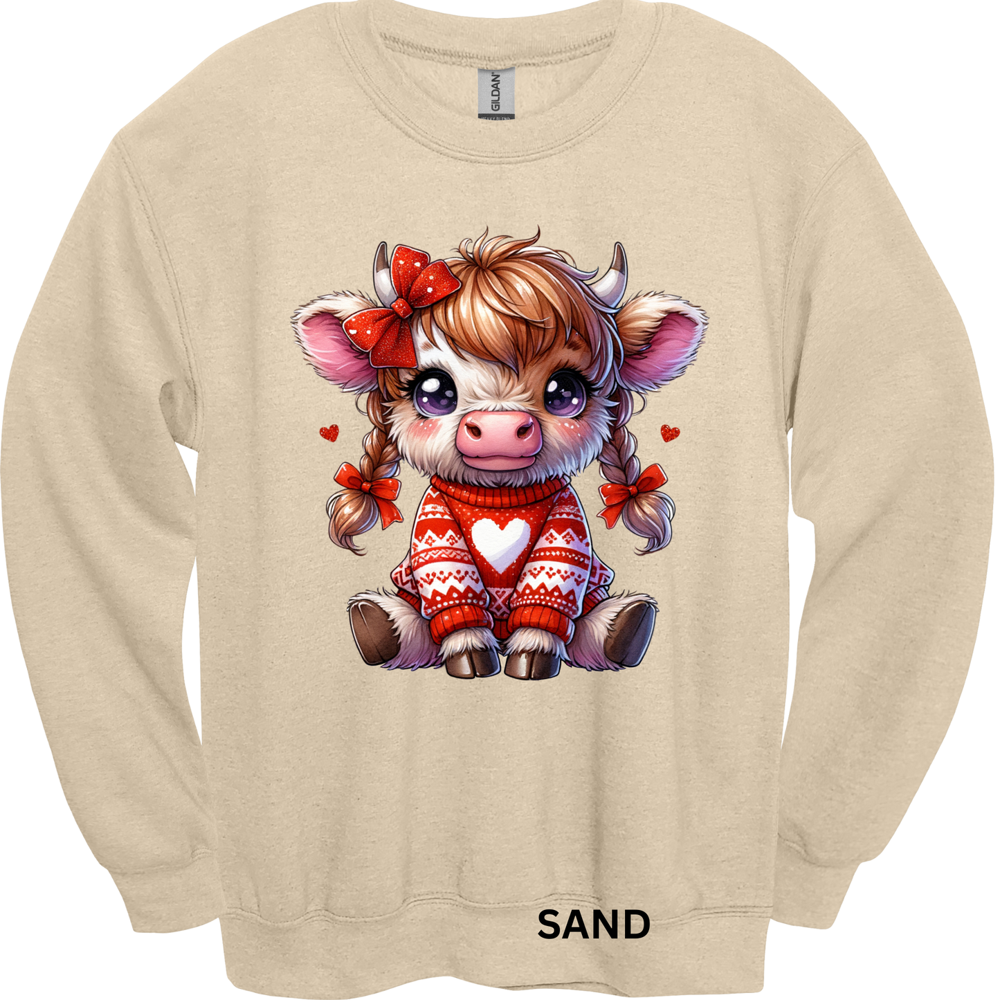 Crewneck Sweatshirt Valentine Cute Cow 490
